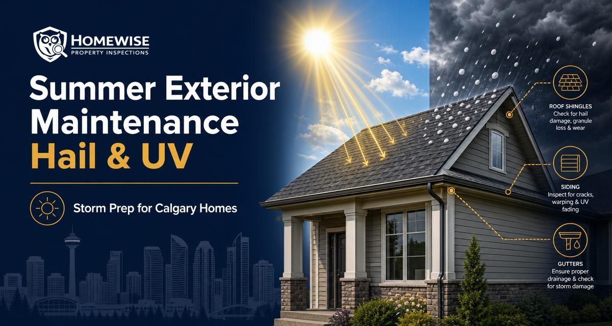 Summer Exterior Maintenance for Calgary Homes: Hail, UV & Storm Prep — article by HomeWise Property Inspections, Calgary home inspectors